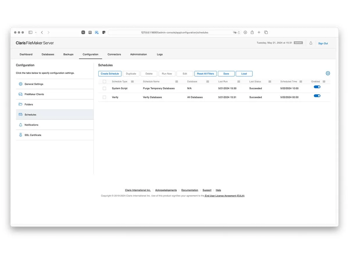 Funzionalità Claris FileMaker